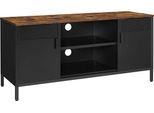 Songmics Supporto Tv, Mobile Tv, Tavolo Tv Con 3 Ripiani Regolabili, Per Tv Fino A 55 Pollici, Per Soggiorno, Camera Da Letto, Marrone Rustico E Nero Lt