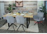 Set Di 6 Sedie Da Pranzo HWC-L79, Sedia Da Cucina Poltrona Sedia Braccioli, Girevole Posizione Automatica Tessuto/Tessuto ~ Grigio Chiaro