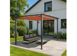 Pergola In Alluminio HWC-N93, Gazebo Da Giardino, Struttura Stabile 8Cm Tetto Scorrevole UV50+ 3X4M ~ Terracotta