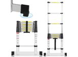 Scala Telescopica In Alluminio Jayseuw 2,6M, Scala Estensibile Con Stabilizzatore, Scala Pieghevole, Scala Multiuso, Scala A Gradini, Scala Per La Casa, Scala Per Esterni, Portata 150 Kg