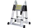 Jayseuw Scala Telescopica In Alluminio 5M Argento, Scala Estensibile Pieghevole, Scala Multiuso, Scala A Gradini, Scala Per La Casa, Scala Per Esterni, Portata 150 Kg