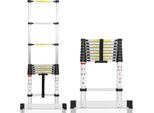 Scala Telescopica Professionale Jayseuw 2,6 M In Alluminio 150 Kg Di Portata Scala Multiuso Piedini In Gomma Antiscivolo Con Stabilizzatore