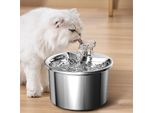 Aiorber Fontana Per Gatti Silenziosa In Acciaio Inox Da 2 Litri Con Filtro, Fontanella Automatica Per Cani E Gatti, Pompa Dell'acqua Ultra-Silenziosa, Argento