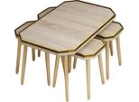 Set Soggiorno Beige Legno Acciaio Inox Moderno Elegante