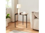 Tavolino 'UlöKantaa' Tavolo In Vetro Con Piano Rotondo Ø50 X 50 Cm Struttura In Metallo Vetro Fumé, Marrone