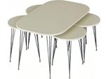 Elegante Set Di Tavolini In Legno Beige Per Un Soggiorno Moderno