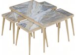 Tavolino Da Caffè In Legno Beige Con Tavolini Laterali Set Di Mobili Da Salotto Moderni