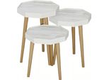Tavolini In Legno Bianco In Stile Moderno, Set D'arredo Versatile