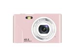 Aiorber Fotocamera Digitale Compatta Con 48MP, Zoom 16X, Per Viaggi E Fotografia - Rosa