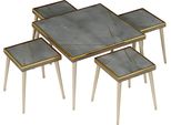 Set Da Salotto Moderno In Grigio In Legno E Acciaio Inox