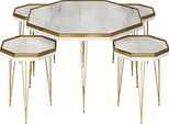 Elegante Set Da Salotto Bianco In Mdf E Acciaio Inox