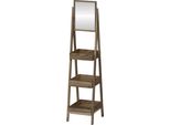 Elegante Scaffale In Legno Marrone Con Specchio Moderno Ed Elegante