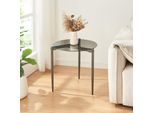 Tavolino 'UlöKantaa' In Vetro Con Piano Rotondo Ø50 X 50 Cm Struttura In Metallo Vetro Fumé, Grigio
