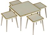Elegante Set Da Salotto In Legno Beige E Acciaio Inossidabile