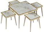 Set Da Salotto In Legno Beige E Acciaio Inox Moderno Ed Elegante