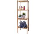 Scaffale Da Bagno HWC-B18, Scaffale Per Mobile Da Bagno, Bambù ~ 110X34X33Cm