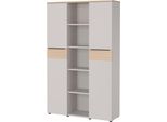 Aktenschrank Germania "Gw-Oviedo", Grau (Kaschmir, Lindberg, Eiche, Nachbildung), B:120Cm H:197Cm T:40Cm, Holzwerkstoff, Metall, SchräNke, Mit Verstellbaren EinlegeböDen