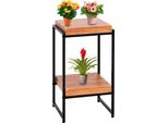 Tavolo Da Fiori HWC-K71, Mensola Per Fiori, Mensola Per Piante, Metallo Mdf Mvg ~ Colore Naturale, 61Cm