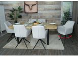 Set Di 6 Sedie Da Pranzo HWC-L79, Sedia Da Cucina Poltrona Sedia Braccioli, Girevole Posizione Automatica Tessuto/Tessuto ~ Crema-Beige