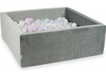 Piscina Di Palline 110X110X40 Grigio Velluto - Con 600 Palline / Rosa Baby Perlato, Azzurro Baby Perlato, Effetto Sirena, Bianco