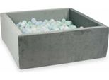 Piscina Di Palline 110X110X40 Grigio Velluto - Con 600 Palline / Azzurro Perla, Menta Chiara, Effetto Sirena, Bianco