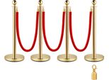 Barriera In Acciaio Inox Post Corda Di Demarcazione Stand Testa Di Palla 3 Corde Di Velluto Rosso Colonna D'oro 4 Pack Barriere Di Controllo Della Folla