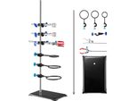 Supporto Per Laboratorio, Supporto Per Storta Da Laboratorio 1 Set, Supporto Da Laboratorio In Acciaio Con Asta Da 60 Cm E Base In Ghisa Da 210,82 X 135 Mm, Incl. Morsetti Per Stantuffo, Morsetti Per Tavola E Morsetti A Croce