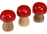 Funghi Decorativi Rossi In Legno Per Decorazioni Da Tavola Ø4Cm H5Cm Set Da 6, 6 Pezzi