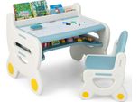 Dinette Per Bambini Con Tavolo Da Disegno Regolabile In Altezza E Inclinazione Blu