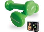Manubri In Vinile SchildkröT I Ideali Per La Ginnastica, L'aerobica E L'allenamento Fitness Due Gommati Da 0,5 Kg - 3,0 Kg In Verde E Antracite