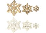 Decorazione Fiocchi Di Neve In Legno Bianco Natura Set Inverno Natale, 36 Pezzi