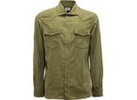 8720Av Camicia Velluto Uomo Mazzarelli Man Velvet Shirt Green