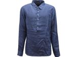 0146Az Camicia Uomo Fiftieth Man Linen Shirt Blue