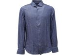 0932AG Camicia Uomo Brouback Textured Blue/White Cotone Shirt Man