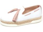 F0414 Mocassino Donna White/Pink Tod’S Scarpe Loafer Slip On Shoe Woman