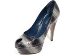 H3212 Decollete Donna Sergio Rossi Blunt Heel Woman Leather Shoes Grey/Black