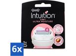 Wilkinson Intuition 2-In-1 Confezioni Di Ricarica Per Lamette - Burro Di Karitè - Rade E Ammorbidisce La Pelle - 3 Lamette - Confezione Valore - 6 Pezzi