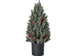 Homcom Albero Di Natale Artificiale Da Tavolo Piccolo Albero Di Natale 170 Rami Design Innevato Facile Montaggio Albero Di Natale Con Base In Plastica Bacche Pigne Pe Pvc Verde Ø27 X 47 Cm