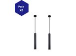 Confezione Da 2 Lampade A Sospensione Da Soffitto Moderne E Minimaliste In Alluminio Nero A Forma Di Tubo Lungo 40 Cm Con Attacco Per Lampada GU10, Regolabile In Altezza