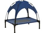 Pawhut Lettino Per Cani Rialzato Con Tettoia, Letto Per Animali Domestici Con Protezione Uv, Letto Per Cani Da Esterno Con Tettoia, Traspirante, In Tessuto Taffettà Per Campeggio Blu Scuro 61 X 46 X 62 Cm