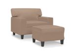 Syfax™ Poltrona Con Poggiapiedi Cappuccino 60 Cm In Pelle Finta