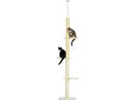 Tiragraffi Pawhut, Tiragraffi Per Gatti A Soffitto, 220-260 Cm, Albero Da Arrampicata Con Pallina, Albero Per Gatti Regolabile In Altezza, Albero Da Gioco Con Protezione Antiribaltamento, Peluche