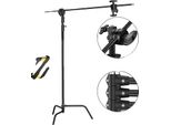Treppiede Fotografico, Altezza 260 Cm, Supporto A C, Braccio Regolabile, 2,6 M Nero