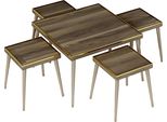 Set Da Soggiorno In Legno Marrone Acciaio Inox Moderno Elegante