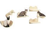 Pawhut Parete Di Arrampicata Per Gatti 4 Pezzi. Tiragraffi Per Gatti Con Scale Per Gatti, Amaca, Piattaforma Per Saltare, Tiragraffi A Muro, Mobili Per Gatti A Muro Per Gatti