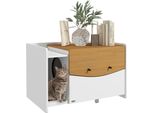Pawhut Armadietto Per Gatti Per Lettiera, Armadietto Per Lettiera Con Mobile Estraibile, Tappetino Per La Raccolta Della Lettiera, Casetta Per Gatti Da Interno, 78 X 50 X 51 Cm, Rovere