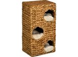 Pawhut, Botte Per Gatti Alta 76 Cm Con 3 Grotte, Cuscini Lavabili, Tiragraffi, Torre Per Gatti In Giacinto D'acqua, Marrone Chiaro