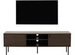 Porta Tv HWC-N78, Mobile Tv Basso, Stile Scandinavo Metallo Legno Melamina Mvg 50X150X40Cm ~ Marrone Scuro