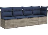 Vidaxl Divano Da Giardino Con Cuscini 4 Posti In Polirattan Grigio