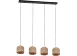 Trio Leuchten - Japandi Japandi Lampada A Sospensione I Lampada A Sospensione Nera Con Corda Marrone A 4 Luci - Smilla I Soggiorno I Camera Da Letto - Metallo - Led Adatto E27